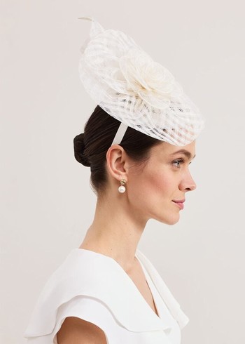 Phase Eight Flower Pillbox Fascinator Hats White Australia | HT1239487